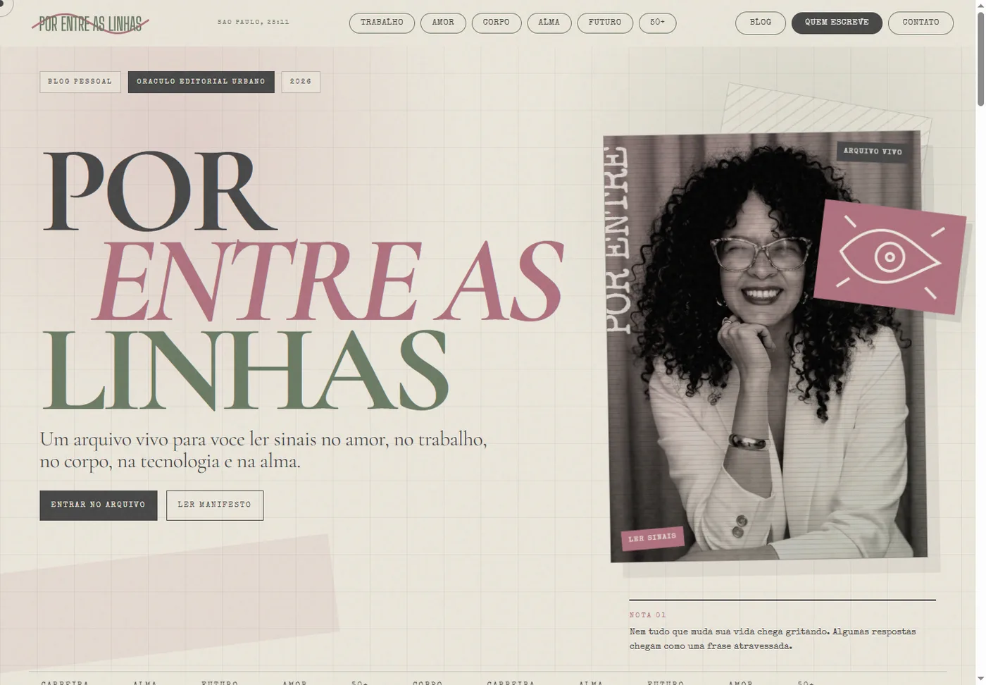 Projeto Por Entre as Linhas — Identidade editorial autoral